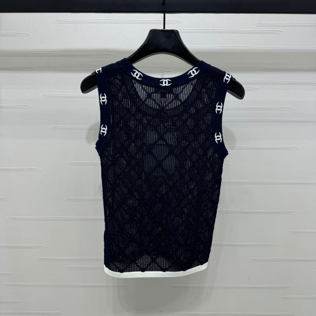 CHANEL 25S DIAMOND HOLLOW KNIT VEST 264031