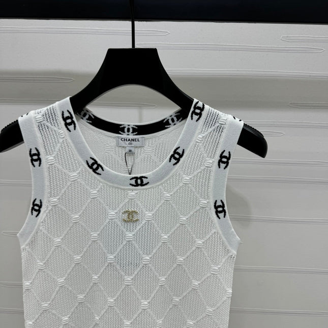 CHANEL 25S DIAMOND HOLLOW KNIT VEST 264033