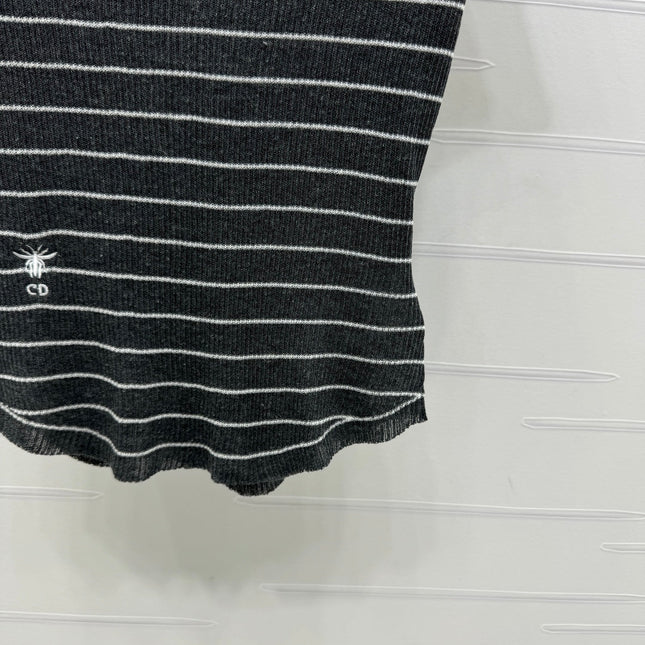 DIOR 25S SHORT SLEEVE STRIPED V-NECK SWEATER 264077