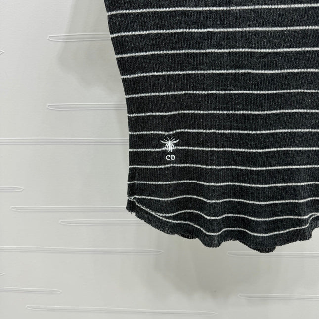 DIOR 25S SHORT SLEEVE STRIPED V-NECK SWEATER 264077