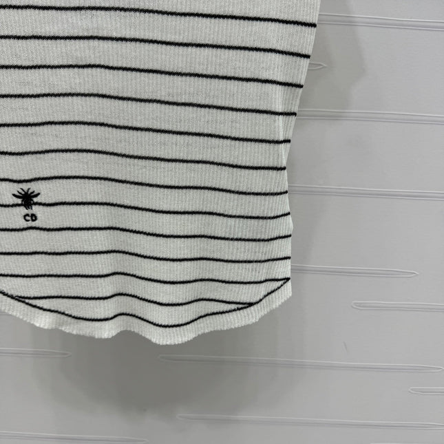 DIOR 25S SHORT SLEEVE STRIPED V-NECK SWEATER 264078