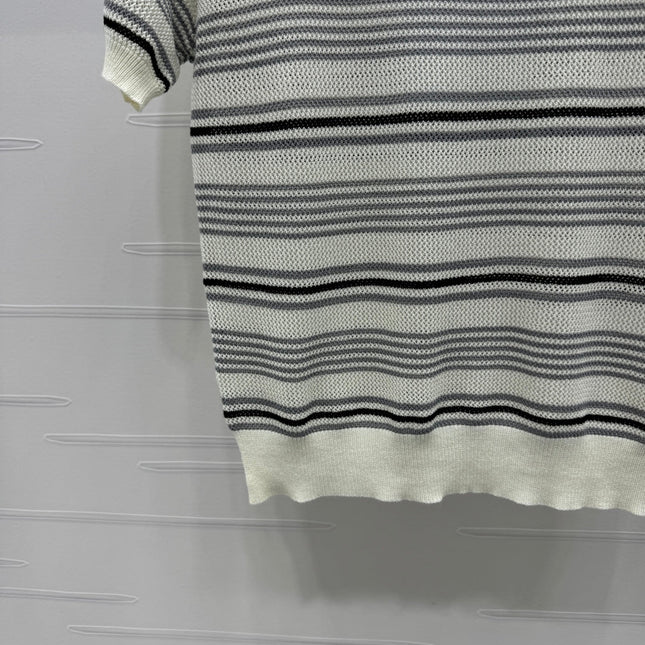 CHANEL 25S HOLLOW WOVEN POLO SHIRT 264075