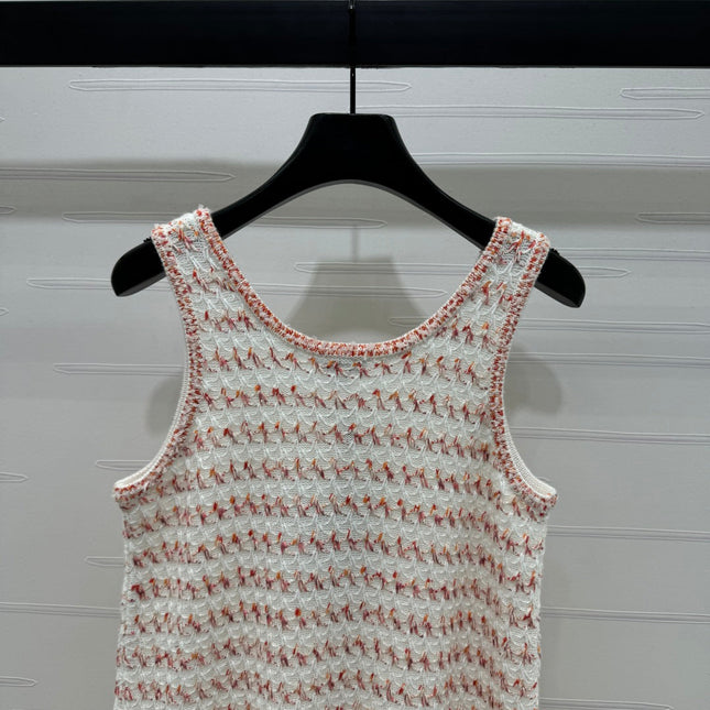 CHANEL 25S ROUND NECK KNIT DRESS WITH PEARL TAG 264026