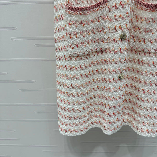 CHANEL 25S ROUND NECK KNIT DRESS WITH PEARL TAG 264026