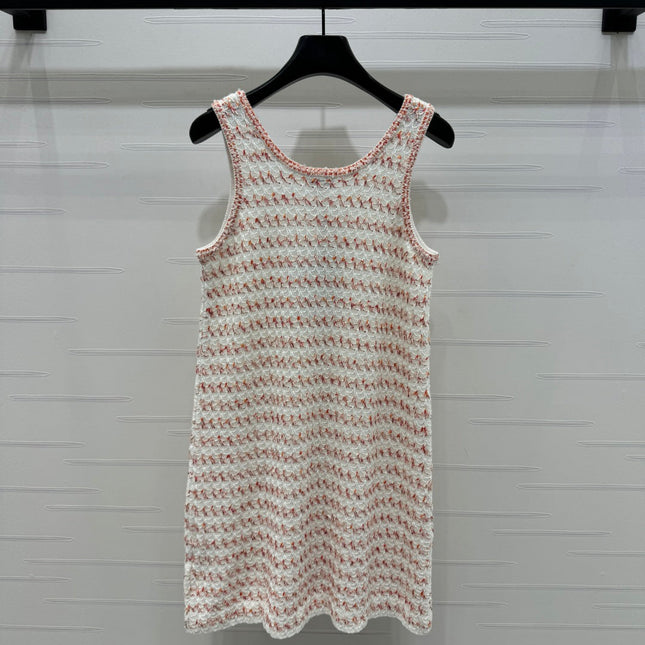 CHANEL 25S ROUND NECK KNIT DRESS WITH PEARL TAG 264026