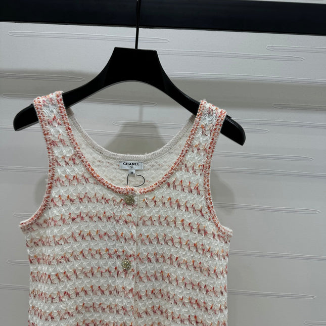 CHANEL 25S ROUND NECK KNIT DRESS WITH PEARL TAG 264026