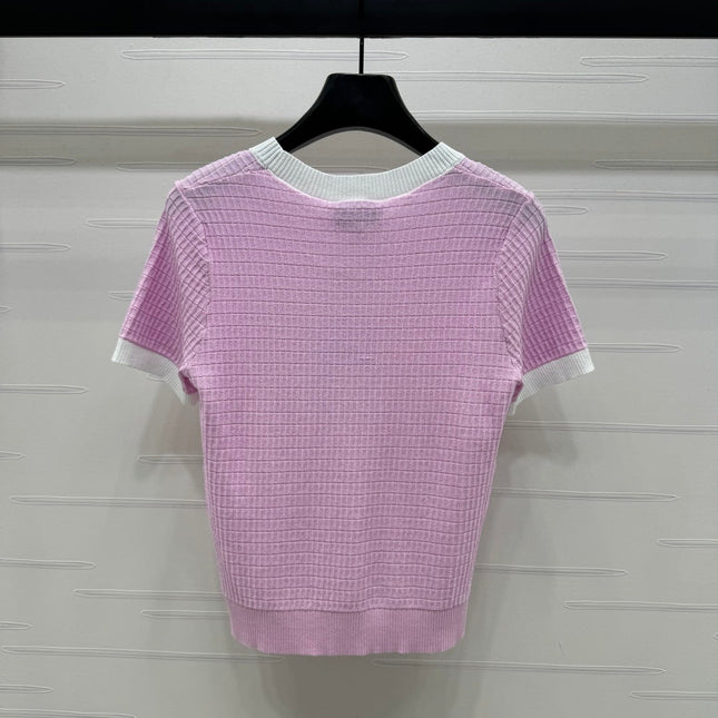 CHANEL 25S DOUBLE C LOGO KNIT SHORT SLEEVE 264073