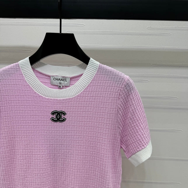 CHANEL 25S DOUBLE C LOGO KNIT SHORT SLEEVE 264073