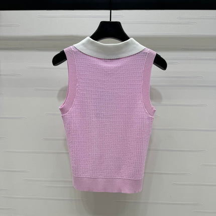 CHANEL 25S DOUBLE C LOGO KNIT COLLAR VEST 264071