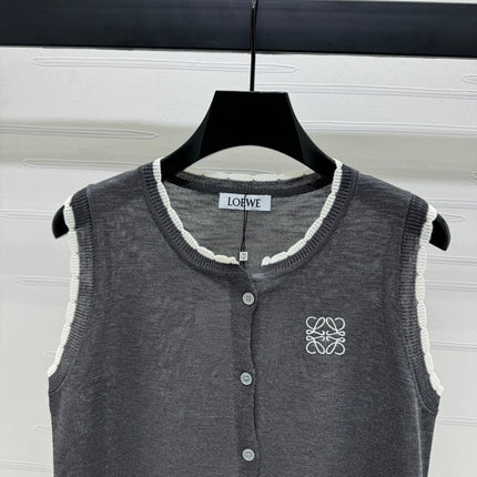 LOEWE 25S ROUND NECK KNITTED VEST WHITE 264068