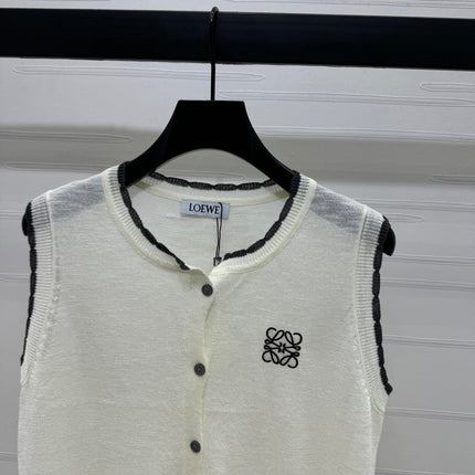 LOEWE 25S ROUND NECK KNITTED VEST WHITE 264069