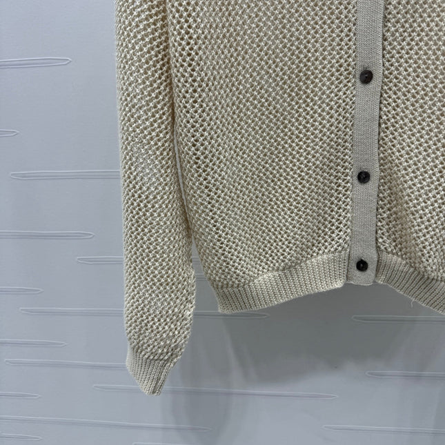 PRADA LACE-KNIT LONG-SLEEVE HOODIE 274830