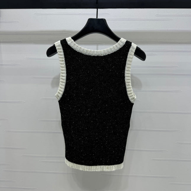 CHANEL ROUND-NECK SEQUIN KNIT VEST 274865