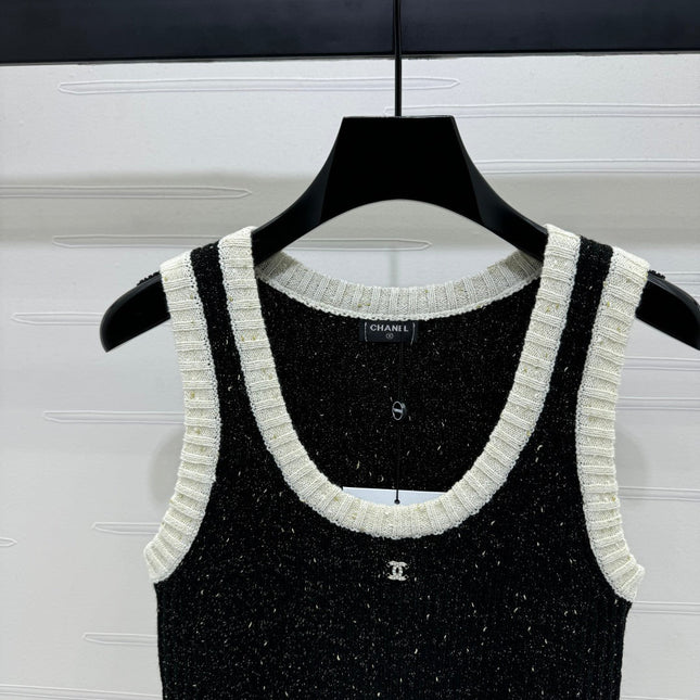 CHANEL ROUND-NECK SEQUIN KNIT VEST 274865