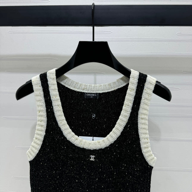 CHANEL ROUND-NECK SEQUIN KNIT VEST 274865
