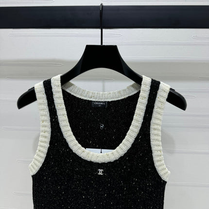 CHANEL ROUND-NECK SEQUIN KNIT VEST 274865