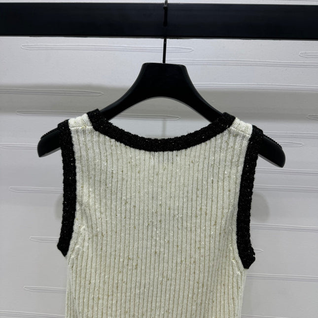 CHANEL ROUND-NECK SEQUIN KNIT VEST 274864
