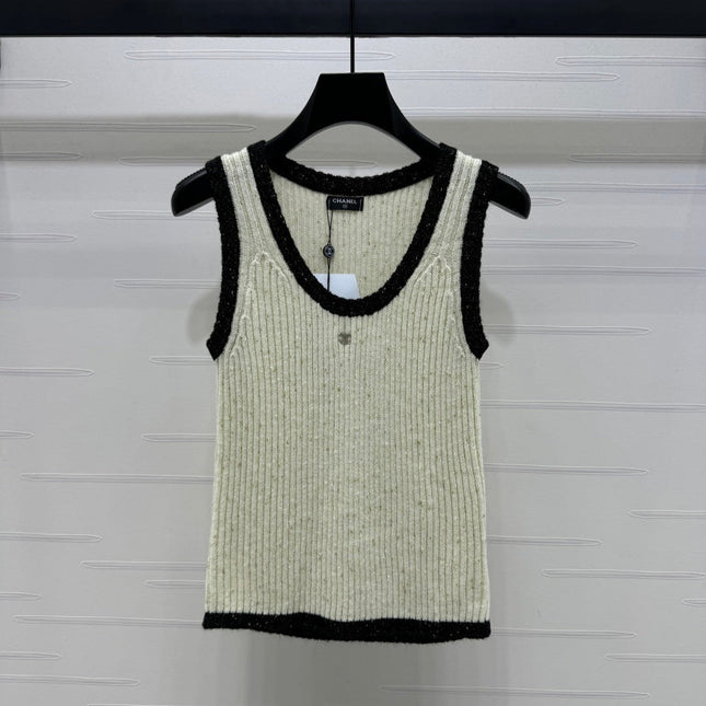 CHANEL ROUND-NECK SEQUIN KNIT VEST 274864