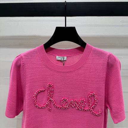 CHANEL SHORT-SLEEVE CREW NECK SWEATER 269418
