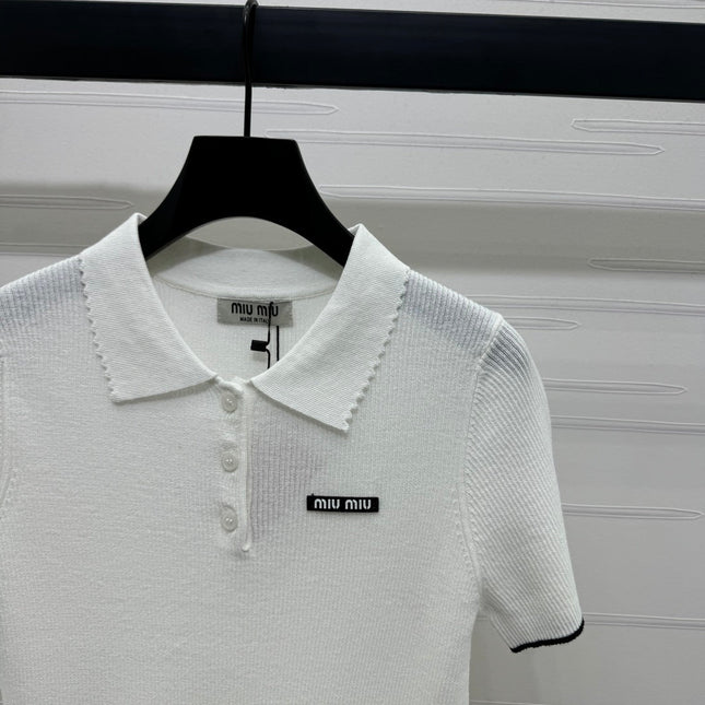 MIUMIU SHORT-SLEEVE KNIT POLO 269424