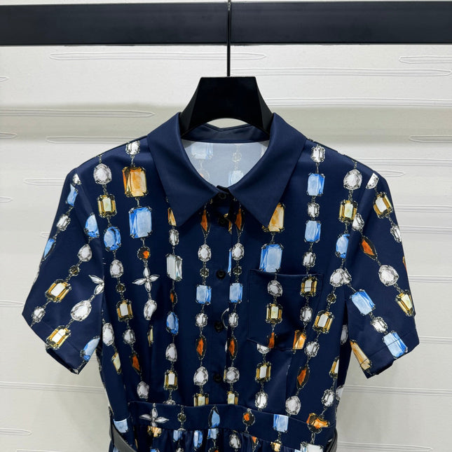 LV SHORT-SLEEVE BELTED DRESS 269529