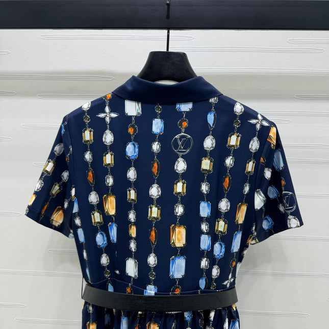 LV SHORT-SLEEVE BELTED DRESS 269529