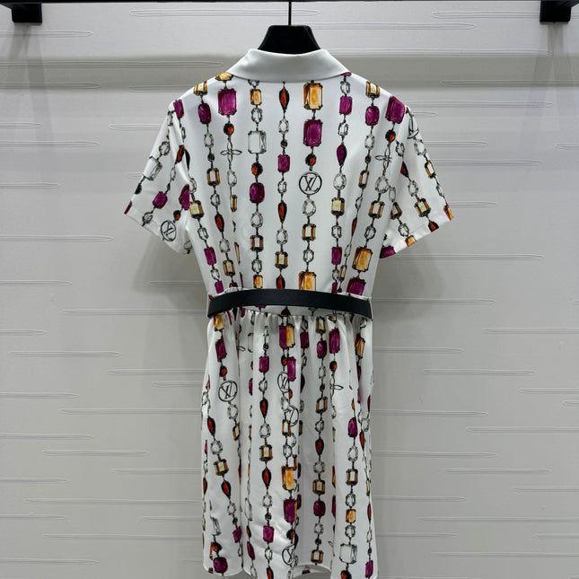 LV SHORT-SLEEVE BELTED DRESS 269527