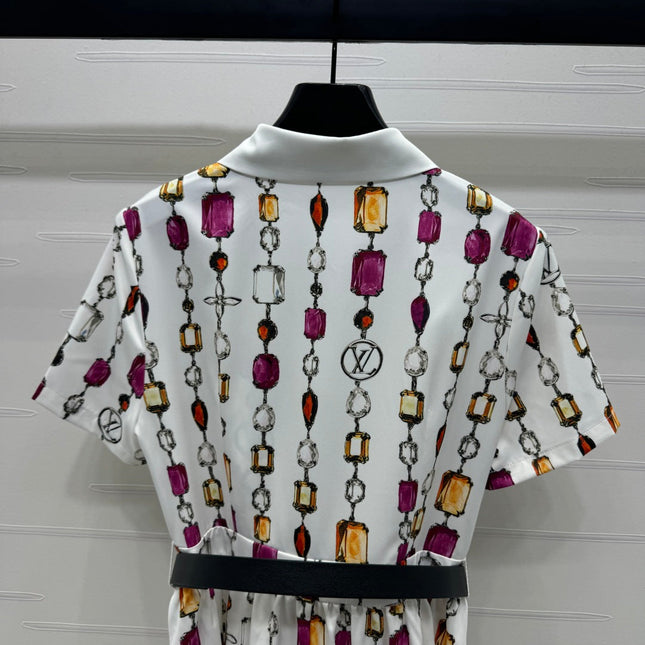 LV SHORT-SLEEVE BELTED DRESS 269527
