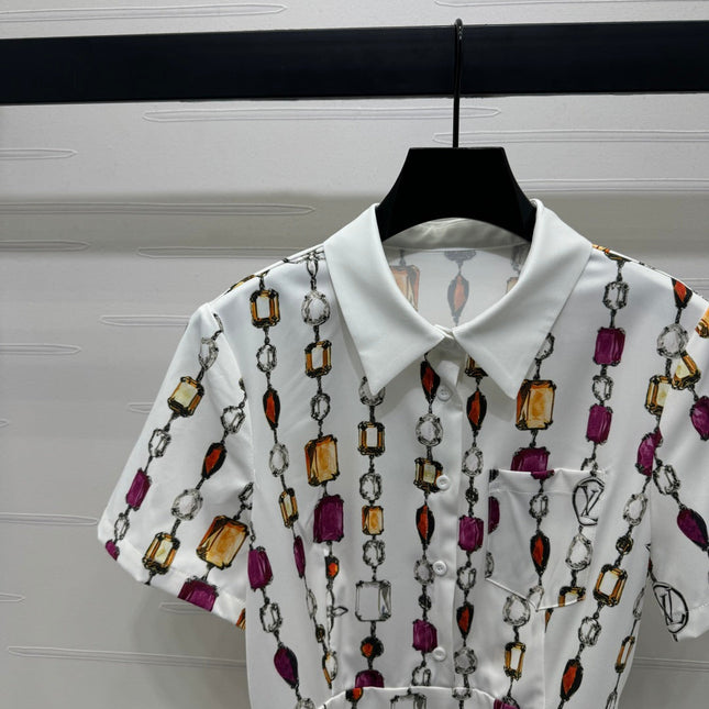 LV SHORT-SLEEVE BELTED DRESS 269527