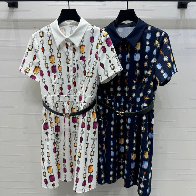 LV SHORT-SLEEVE BELTED DRESS 269527