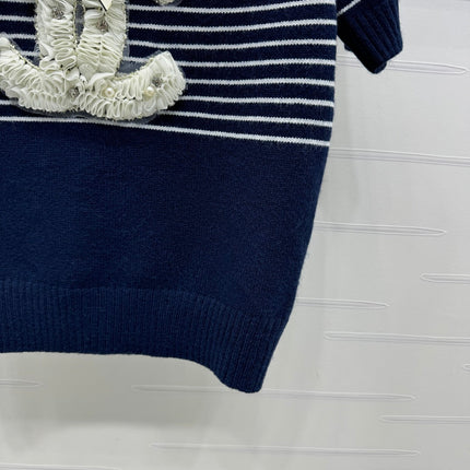 CHANEL SHORT-SLEEVE KNITTED PUFF-SLEEVE TOP 274951