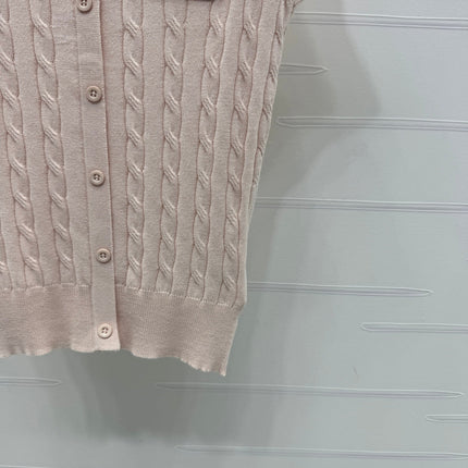 MIUMIU U-NECK KNITTED SHORT-SLEEVE TOP PINK 274947