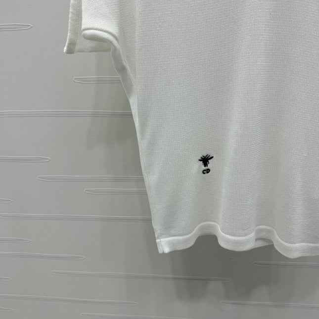 DIOR V-NECK KNITTED SHORT-SLEEVE T-SHIRT WHITE 274934