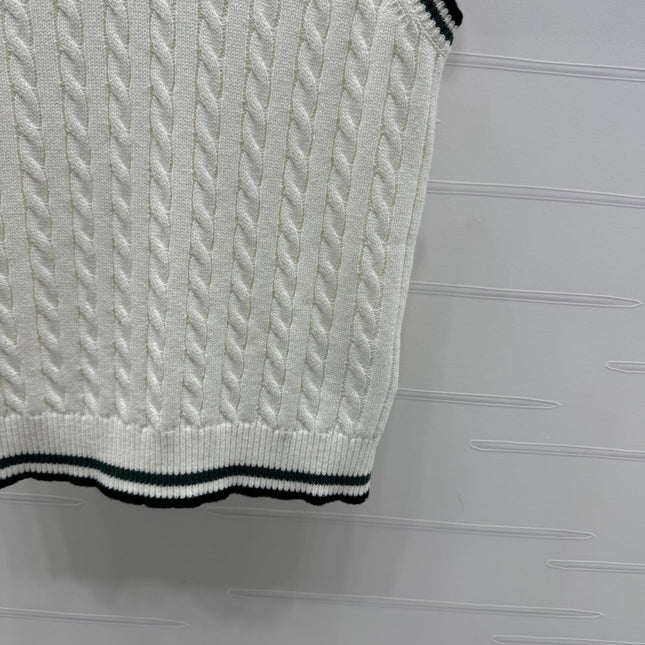 DIOR KNITTED V-NECK SLEEVELESS VEST WHITE 274923