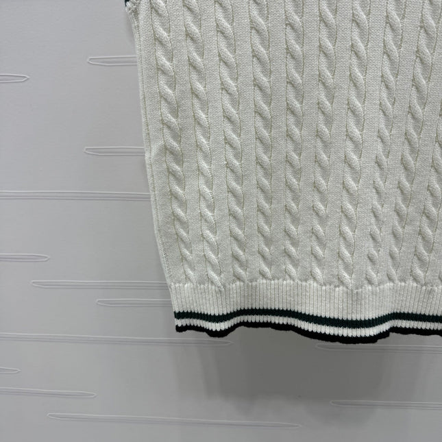 DIOR KNITTED V-NECK SLEEVELESS VEST WHITE 274923
