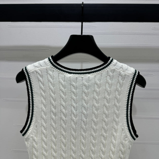 DIOR KNITTED V-NECK SLEEVELESS VEST WHITE 274923