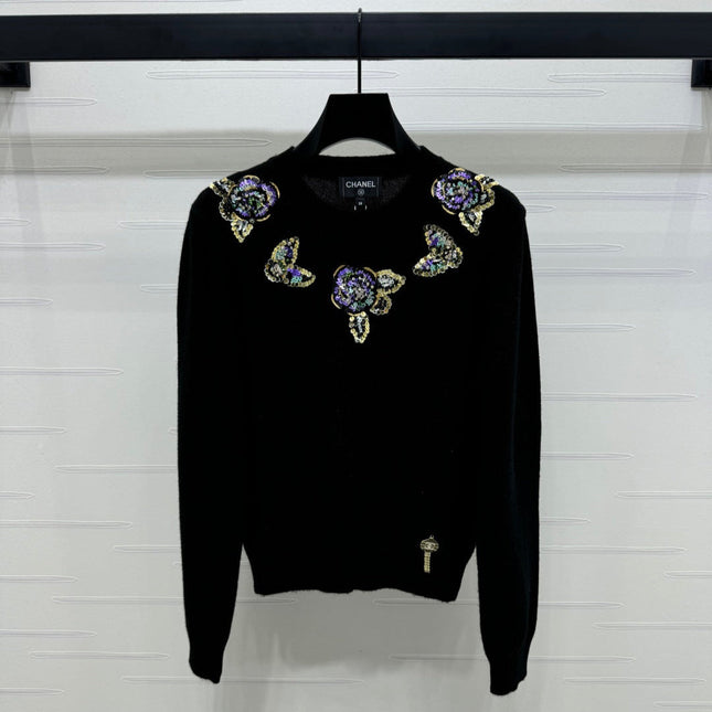 CHANEL SEQUIN CAMELLIA PULLOVER 274882