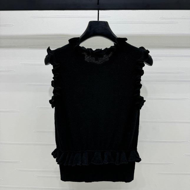 CHANEL SLEEVELESS TOP WITH RUFFLED COLLAR 274888