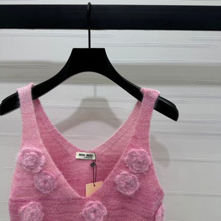 MIUMIU KNIT VEST WITH 3D FLORAL DETAILS 274890