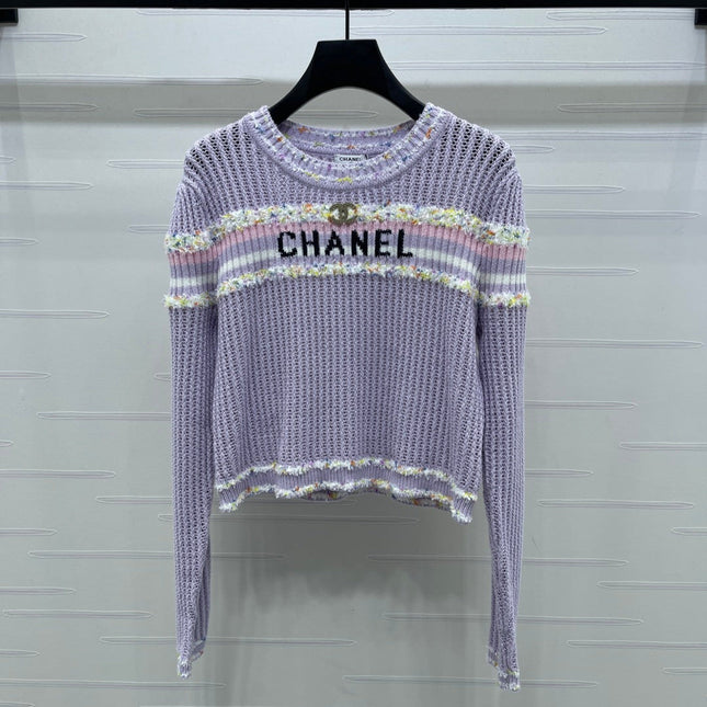 CHANEL 25S LONG SLEEVE OPEN-KNIT SWEATER STYLE 163