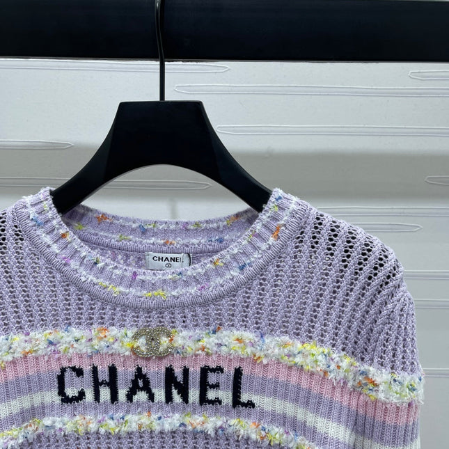 CHANEL 25S LONG SLEEVE OPEN-KNIT SWEATER STYLE 163