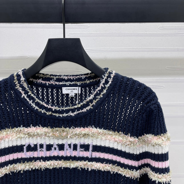 CHANEL 25S LONG SLEEVE OPEN-KNIT SWEATER STYLE 162