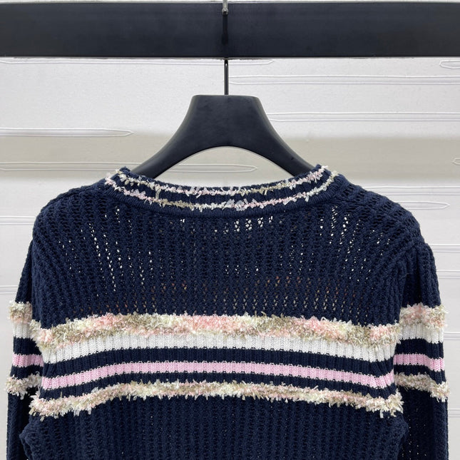 CHANEL 25S LONG SLEEVE OPEN-KNIT SWEATER STYLE 162