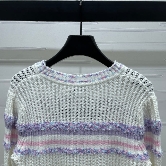 CHANEL 25S LONG SLEEVE OPEN-KNIT SWEATER STYLE 161