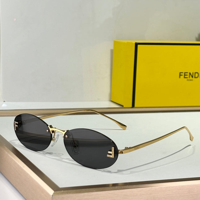FIRST CRYSTAL RIMLESS OVAL FRAME SUNGLASSES FE4075US IN METAL