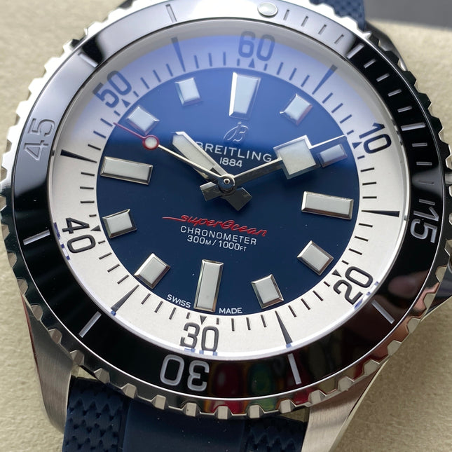 SUPEROCEAN AUTOMATIC 44 BLACK CERAMIC BEZEL BLUE RUBBER STRAP