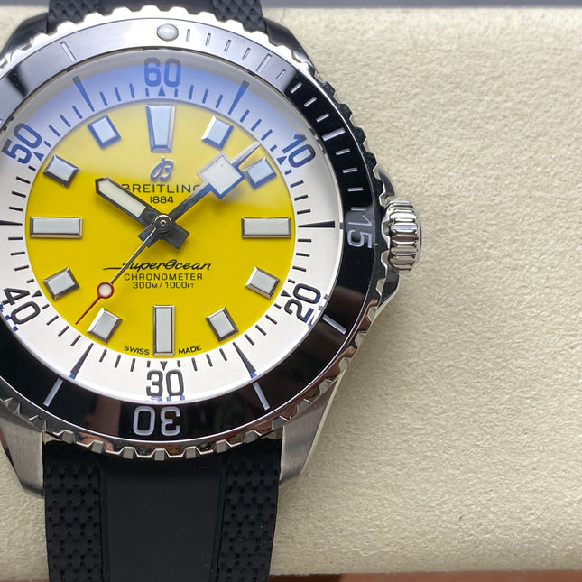 SUPEROCEAN AUTOMATIC 44 YELLOW AND WHITE DIAL BLACK RUBBER STRAP