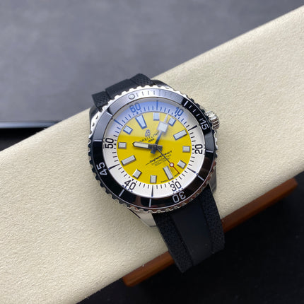 SUPEROCEAN AUTOMATIC 44 YELLOW AND WHITE DIAL BLACK RUBBER STRAP