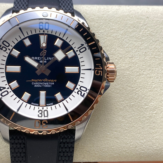 SUPEROCEAN AUTOMATIC 44 STEEL AND RED GOLD CASE WHITE MIX BLACK DIAL