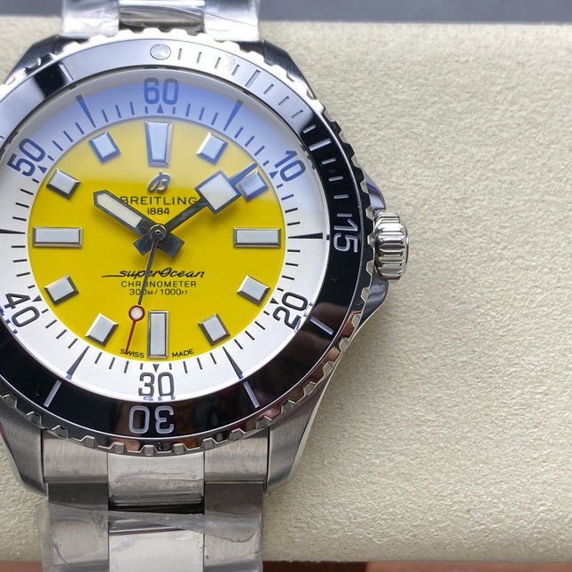SUPEROCEAN AUTOMATIC 44 BLACK CERAMIC BEZEL YELLOW AND WHITE DIAL